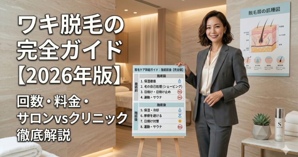 ワキ脱毛の完全ガイド【2026年版】回数・料金・サロンvsクリニック徹底解説